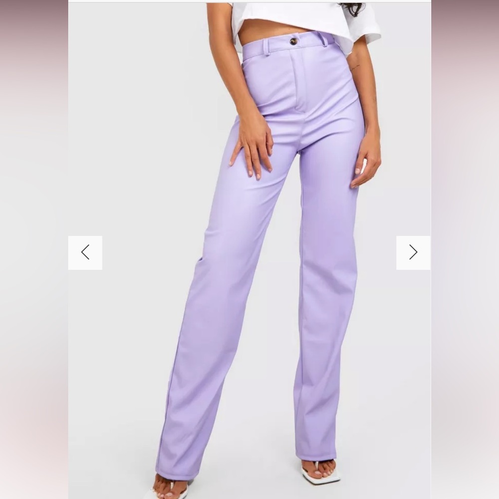Wide leg lavender faux leather pants